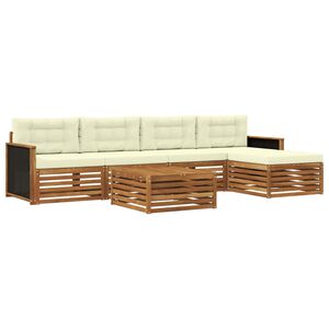 vidaXL Zunanja garnitura za sedenje 6 pcs Naravna in smetana