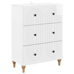vidaXL Predalna omara Bela visok sijaj 66 x 34,5 x 90 cm