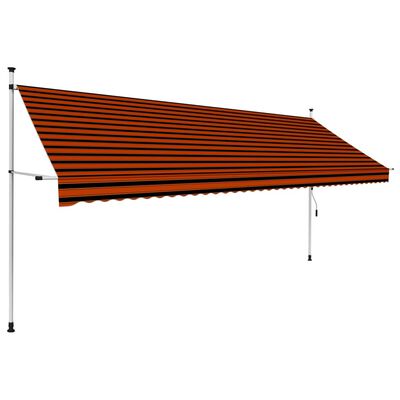 vidaXL Ročno zložljiva tenda 400 cm oranžna in rjava