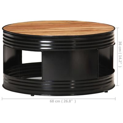 vidaXL Klubska mizica črna 68x68x36 cm trden akacijev les