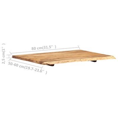vidaXL Mizna plošča trden akacijev les 80x(50-60)x2,5 cm