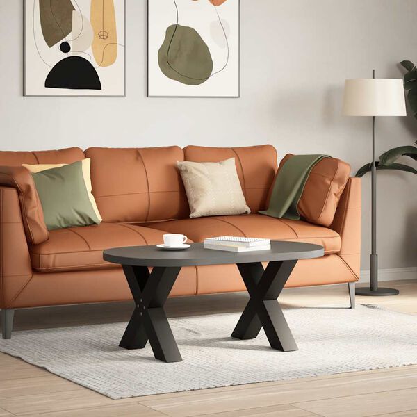 vidaXL Noge za klubsko mizico v obliki črke X, 2 kosa, črne, 50 x (42-43) cm, jeklo