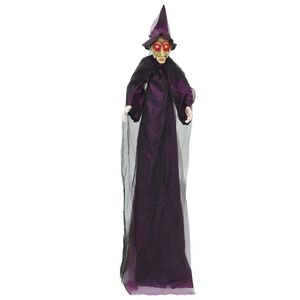 vidaXL Visiči Halloween govorijoča čarovnica Vijolična 216 x 125 cm