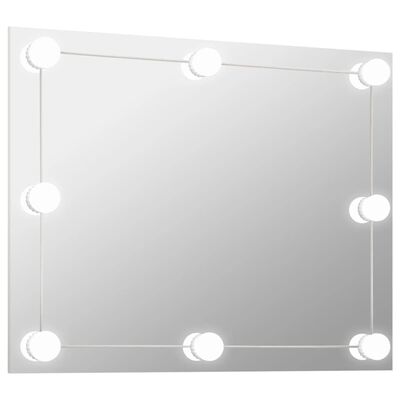 vidaXL Stensko ogledalo brez okvirja z LED lučkami pravokotno steklo