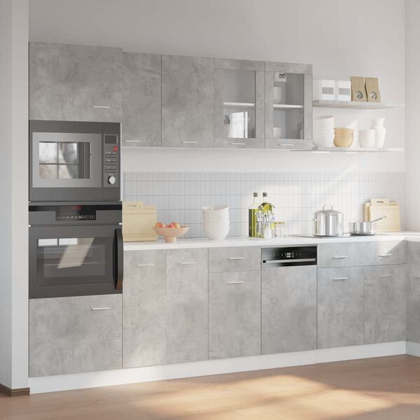 vidaXL Kuhinjski omarni set Lyon 7 kosa betonsko siv inženirski les