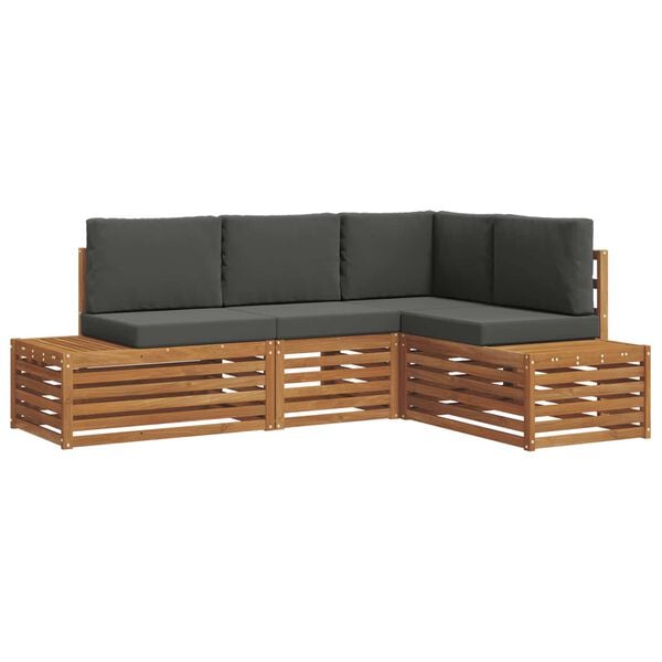 vidaXL Zunanja garnitura za sedenje 4 Kos Naravna in antracitna