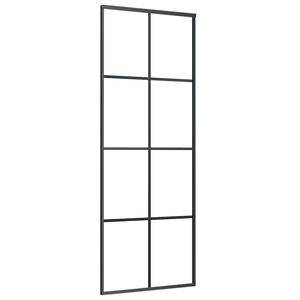 vidaXL Drsna vrata črna 76x205 cm ESG steklo in aluminij