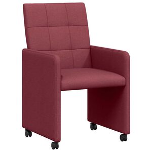 vidaXL Jedilni stoli s kolesi 2 kos blago vinsko rdeča 58 x 65 x 94 cm