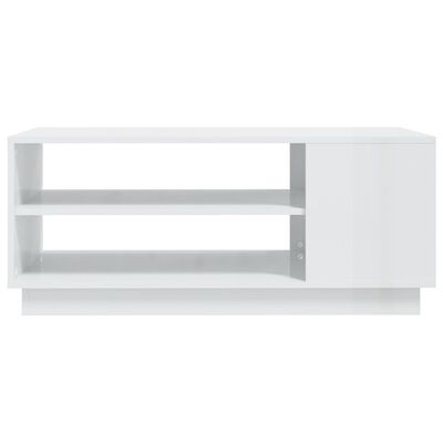 vidaXL Klubska mizica visok sijaj bela 102x55x43 cm iverna plošča