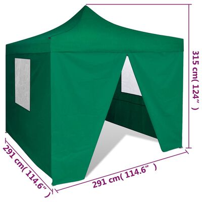 vidaXL Zložljivi šotor 3 x 3 m s 4 stenami zelene barve