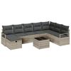 vidaXL Kavčna garnitura 9 kos 8-&Scaron;tevilo sedežev Svetlo siva poli ratan