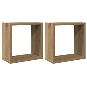 vidaXL Stenske kockaste police 2 kosa artisan hrast 30x15x30 cm