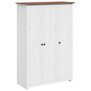 vidaXL Garderobna omara s 3 predali bela 118x50x171,5 cm Panama Range