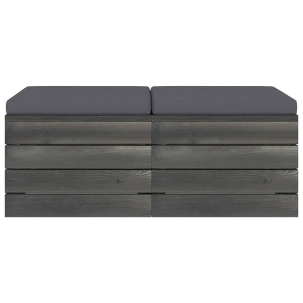 vidaXL Vrtni tabure iz palet 2 kosa z blazinami trdna borovina