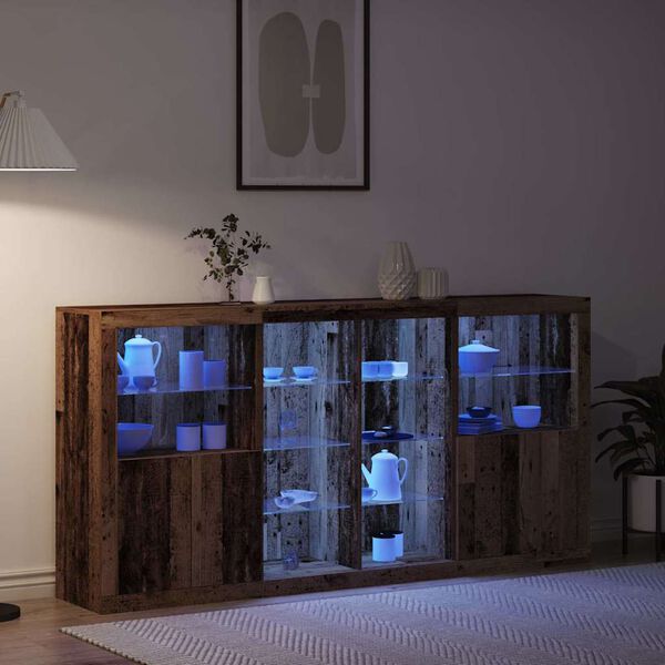 vidaXL LED bočni predalnik 3 pcs Star les 202 x 37 x 100 cm