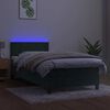 vidaXL Box spring postelja z vzmetnico LED tem. zelena 80x200 cm žamet