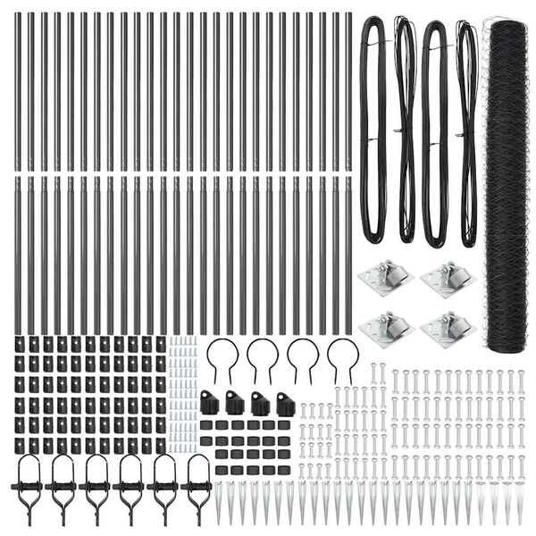 vidaXL Steber ograje. Siva 50 x 1,4 m (50 mm mreža) Jeklo in PVC