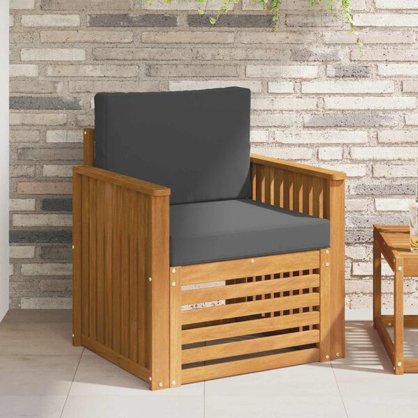 vidaXL Zunanja garnitura za sedenje z blazino Naravna 71 x 63 x 73 cm