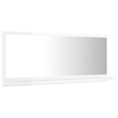 vidaXL Kopalniško ogledalo visok sijaj belo 90x10,5x37 cm iverna pl.