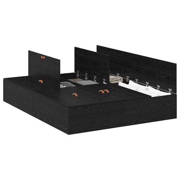 vidaXL Konstrukcija postelje Črni hrast 140 x 200 cm Konstruiran les