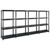 vidaXL Regal s policami 4-nadstropni črn 244x30,5x130 cm plastika