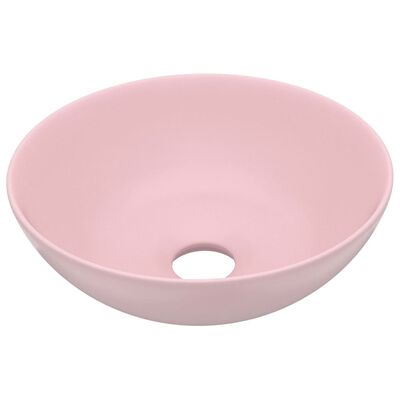 vidaXL Kopalniški umivalnik keramičen mat roza barve okrogel