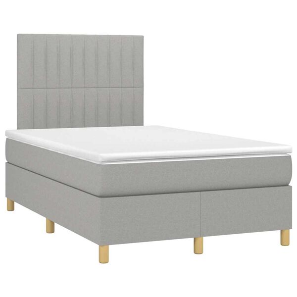 vidaXL Boxspring postelja z vzmetnico svetlo siva 120x190 cm blago