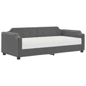 vidaXL Dnevna postelja z vzmetnico temno siva 80x200 cm blago