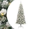 vidaXL Umetno Zložljivo Božično Drevo 300 LED Zelena in Bela 180 cm