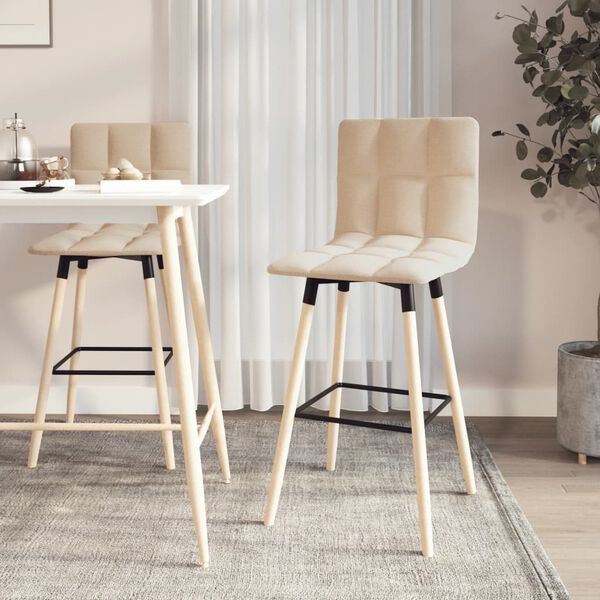 vidaXL Barski stolčki 2 kosa krem blago