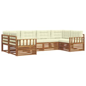vidaXL Zunanja garnitura za sedenje z blazino 6 pcs Naravna in smetana