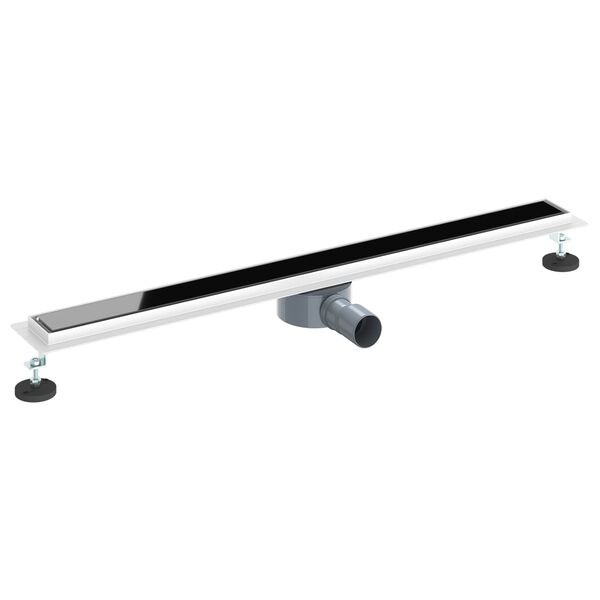 vidaXL Tu&scaron; odtok Stekleni pokrov s 360&deg; sifonom Črna 90 cm