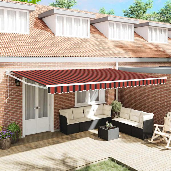 vidaXL Senčnik Oranžna in Rjava 500 x 300 x 165 cm Poliester in kovina