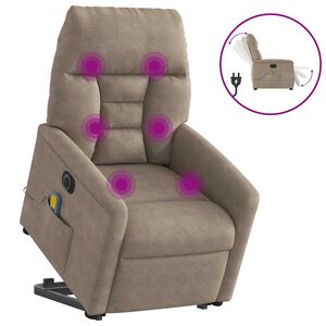 vidaXL Električni masažni naslanjač taupe mikrovlakna