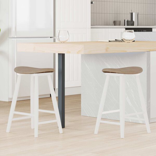 vidaXL Jedilni stoli 2 pcs Bela 46 x 37 x 63 cm Masivno gumovo les