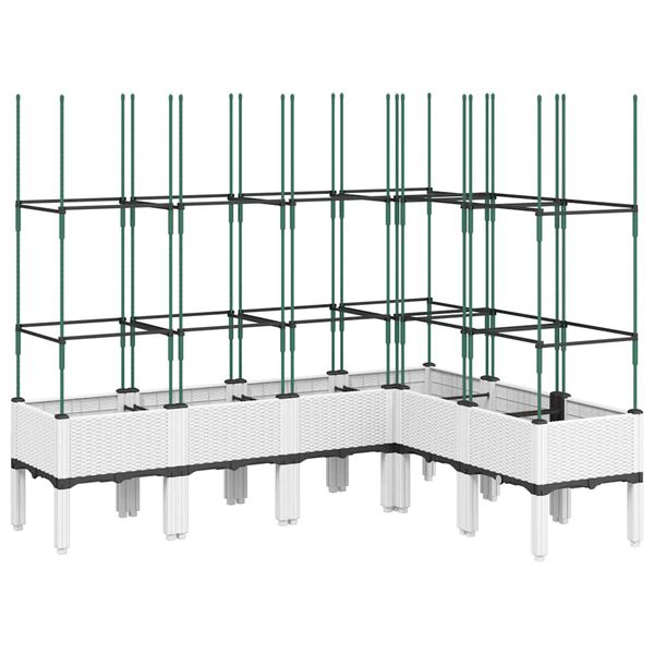 vidaXL Cvetlično korito z oporno mrežo belo 160x120x142,5cm PP