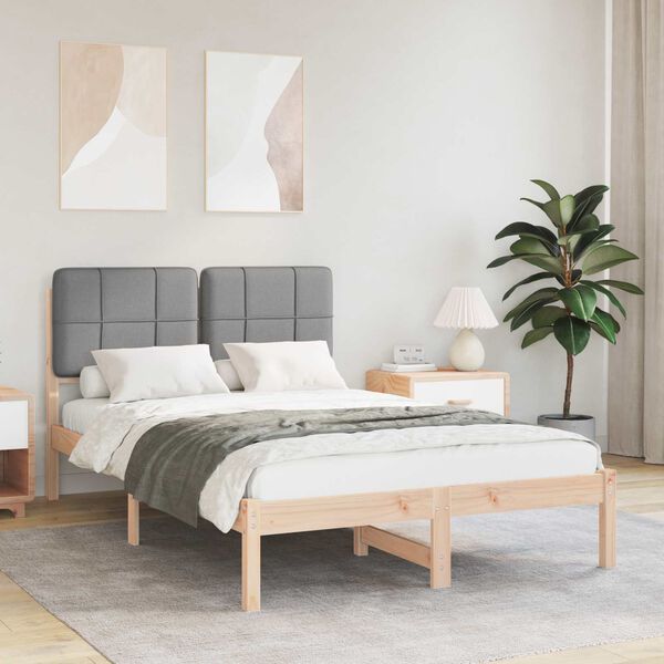 vidaXL Posteljni okvir z oblazinjenim vzglavjem Svetlo siva