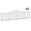 vidaXL Obokana gabionska ko&scaron;ara 9 kosov 300x30x60/80 cm cinkano železo