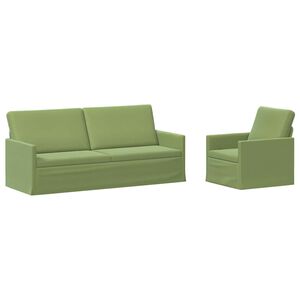 vidaXL Kavčna garnitura 2 pcs Svetlo zelena Žamet