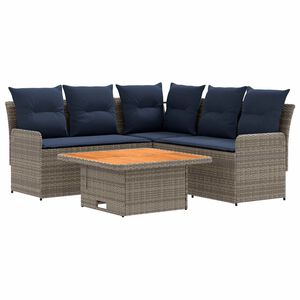 vidaXL Kompleti pohi&scaron;tva 4 pcs Siva in mornarsko modra PE ratan