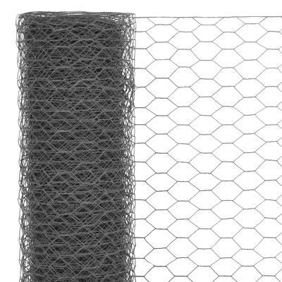 vidaXL Žična mreža za ograjo jeklo s PVC oblogo 25x1,5 m siva