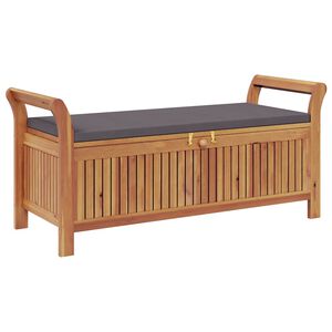 vidaXL Vrtna klop za shranjevanje z blazino 126 cm trden akacijev les