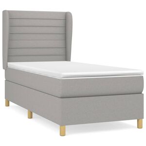 vidaXL Box spring postelja z vzmetnico svetlo siva 80x200 cm blago