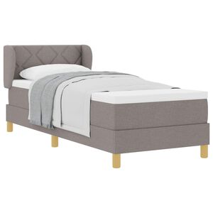 vidaXL Postelja z vzmetnico z vzmetnico Taupe 80 x 200 cm blago
