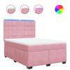 vidaXL Box spring postelja z vzmetnico roza 140x190 cm žamet