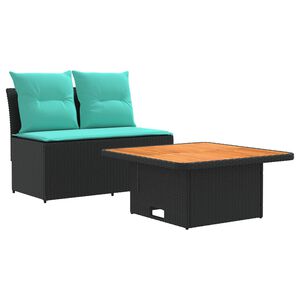 vidaXL 2 Kos Vrtna srednja sofa z dvigalno mizo poli ratan