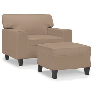 vidaXL Fotelj s stolčkom za noge kapučino 60 cm umetno usnje