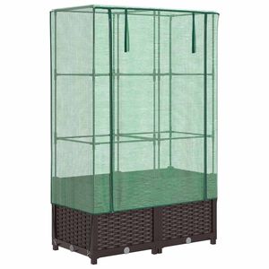 vidaXL Visoka greda s prevleko za rastlinjak videz ratana 80x40x138 cm