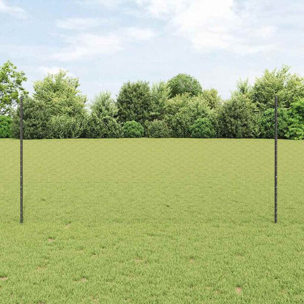 vidaXL Ograja s stebrom Siva 1,2 x 50 m Jeklo in PVC
