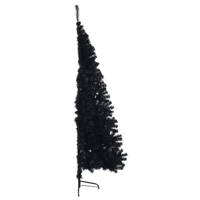 vidaXL Umetna polovična novoletna jelka s stojalom črna 240 cm PVC